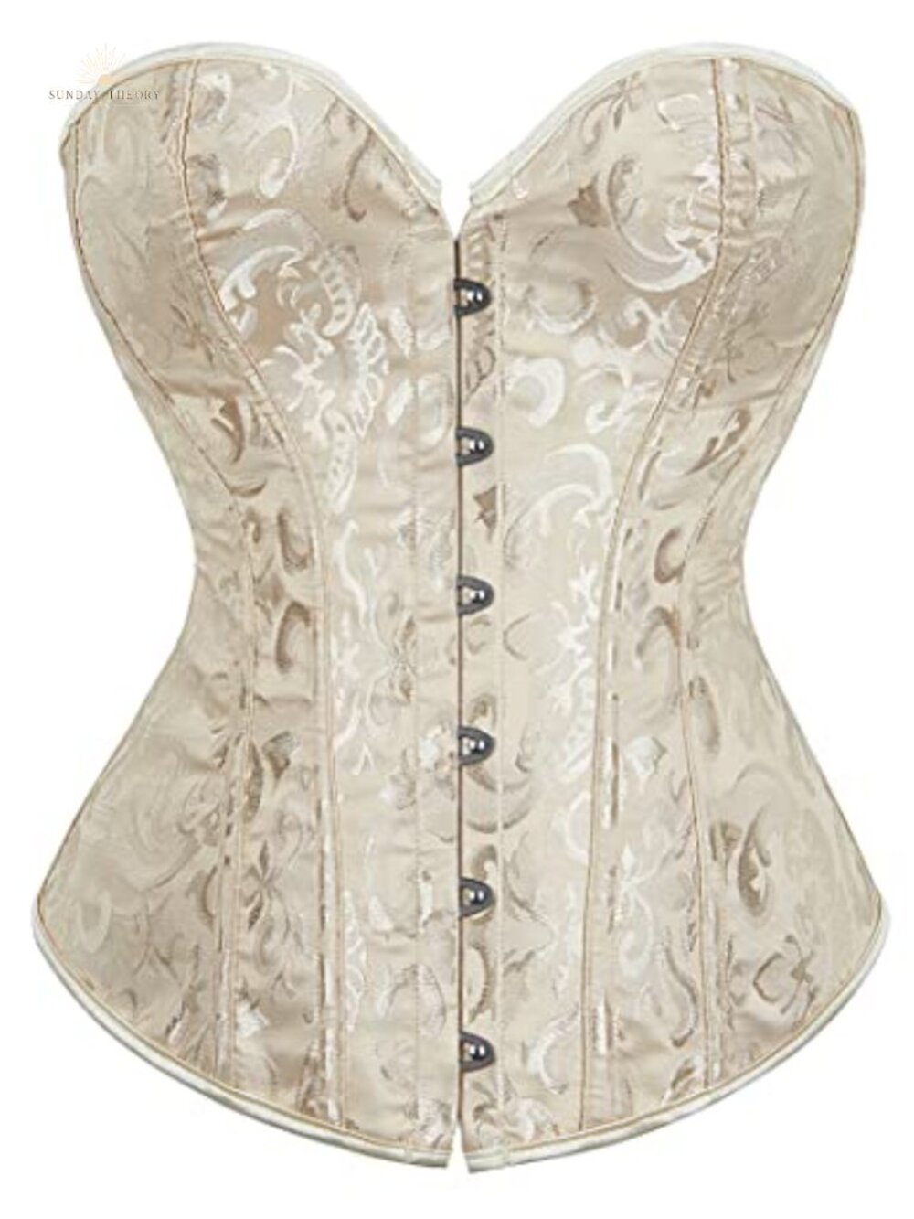 Womens Vintage Floral Denim Corset Bustier Top Steel Boned Lace Up